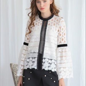 Bell Sleeve Crochet Lace Top Chicwish